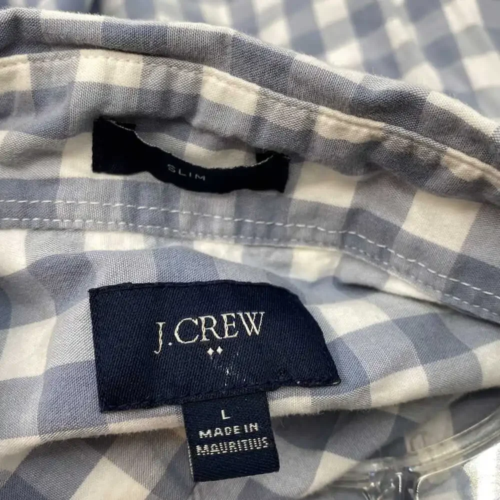 J. Crew Men’s Gingham Shirt | Cotton Blend, Long Sleeve, Regular L